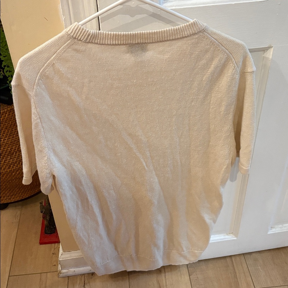 J. Crew Beige Short Sleeve Sweater Shirt - Picture 3 of 3